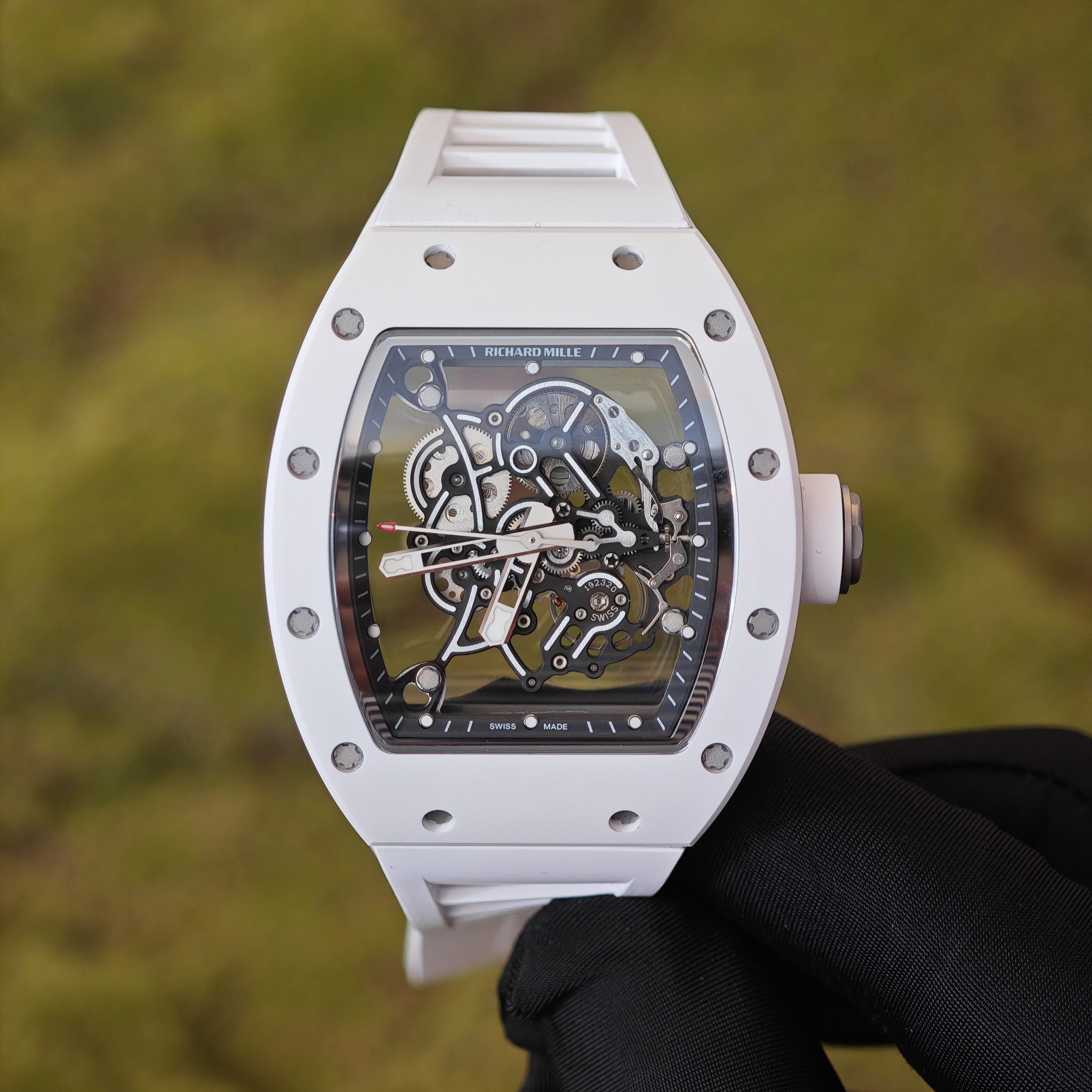 202509 137 Richard Mille RM-055 white ceramic, ZF case, Vaucher RMUL2 super movement, natural white rubber strap, titanium buckle - Image 1