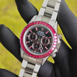 Rolex Daytona VIP watch model 126599TRU 1:1CNC customized case, strap, buckle, customized best dial, and hands. Handmade inlaid natural ruby outer ring, Dandong 4130 movement - Image 16