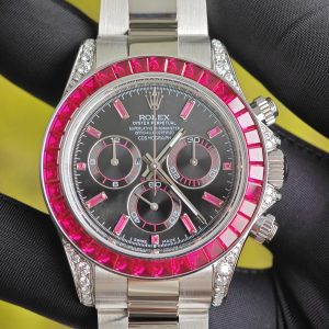 Rolex Daytona VIP watch model 126599TRU 1:1CNC customized case, strap, buckle, customized best dial, and hands. Handmade inlaid natural ruby outer ring, Dandong 4130 movement - Image 17