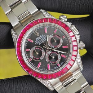 Rolex Daytona VIP watch model 126599TRU 1:1CNC customized case, strap, buckle, customized best dial, and hands. Handmade inlaid natural ruby outer ring, Dandong 4130 movement - Image 18
