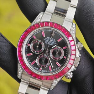 Rolex Daytona VIP watch model 126599TRU 1:1CNC customized case, strap, buckle, customized best dial, and hands. Handmade inlaid natural ruby outer ring, Dandong 4130 movement - Image 19