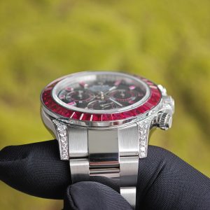 Rolex Daytona VIP watch model 126599TRU 1:1CNC customized case, strap, buckle, customized best dial, and hands. Handmade inlaid natural ruby outer ring, Dandong 4130 movement - Image 29