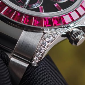 Rolex Daytona VIP watch model 126599TRU 1:1CNC customized case, strap, buckle, customized best dial, and hands. Handmade inlaid natural ruby outer ring, Dandong 4130 movement - Image 27