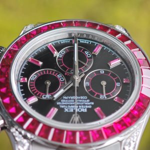 Rolex Daytona VIP watch model 126599TRU 1:1CNC customized case, strap, buckle, customized best dial, and hands. Handmade inlaid natural ruby outer ring, Dandong 4130 movement - Image 22