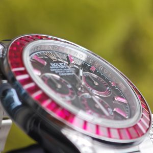 Rolex Daytona VIP watch model 126599TRU 1:1CNC customized case, strap, buckle, customized best dial, and hands. Handmade inlaid natural ruby outer ring, Dandong 4130 movement - Image 23