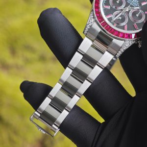 Rolex Daytona VIP watch model 126599TRU 1:1CNC customized case, strap, buckle, customized best dial, and hands. Handmade inlaid natural ruby outer ring, Dandong 4130 movement - Image 35