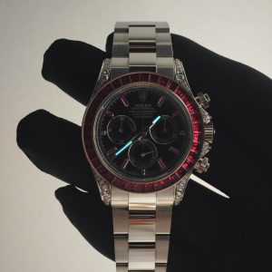 Rolex Daytona VIP watch model 126599TRU 1:1CNC customized case, strap, buckle, customized best dial, and hands. Handmade inlaid natural ruby outer ring, Dandong 4130 movement - Image 38