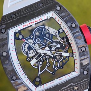 Richard Mir RM055 (Japan only), original data 1:1 customized best carbon fiber material case, genuine Parmigiani movement modified RMUL2 movement, white natural rubber strap, high transparency curved sapphire crystal, titanium buckle - Image 11