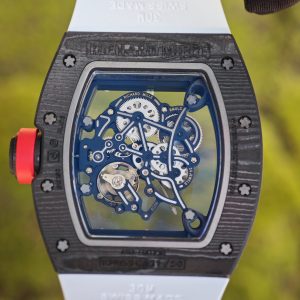Richard Mir RM055 (Japan only), original data 1:1 customized best carbon fiber material case, genuine Parmigiani movement modified RMUL2 movement, white natural rubber strap, high transparency curved sapphire crystal, titanium buckle - Image 13