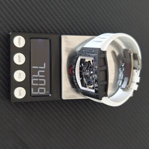 Richard Mir RM055 (Japan only), original data 1:1 customized best carbon fiber material case, genuine Parmigiani movement modified RMUL2 movement, white natural rubber strap, high transparency curved sapphire crystal, titanium buckle - Image 19