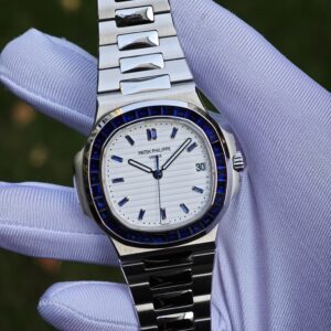 (Top Customization) Patek Philippe 5711/111P, original data 1:1 customized case and strap, hand inlaid sapphire outer ring, customized best substitute for dial, pointer, calendar, and ACE324 integrated movement - Image 6
