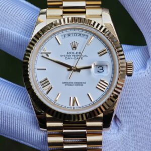 36mm Rolex Day Date m 128238 white Roman numerals, German technology 1:1 customized 18K pure gold case and strap, customized best alternative dial, pointer calendar, Swiss imported ETA2836 movement, high standard assembly process - Image 8