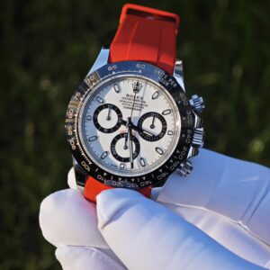Rolex Daytona 116500 Panda, custom imported dial, hands, and ceramic bezel. The case has undergone secondary polishing, paired with a red fluororubber strap and equipped with a Dandong 4130 integrated movement - Image 7