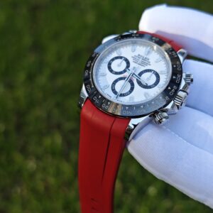 Rolex Daytona 116500 Panda, custom imported dial, hands, and ceramic bezel. The case has undergone secondary polishing, paired with a red fluororubber strap and equipped with a Dandong 4130 integrated movement - Image 8