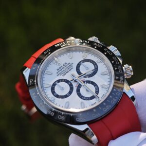 Rolex Daytona 116500 Panda, custom imported dial, hands, and ceramic bezel. The case has undergone secondary polishing, paired with a red fluororubber strap and equipped with a Dandong 4130 integrated movement - Image 9