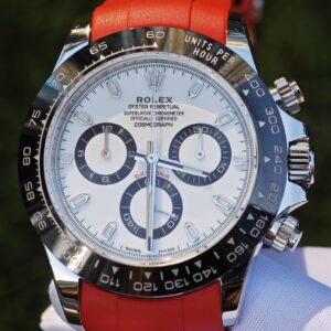 Rolex Daytona 116500 Panda, custom imported dial, hands, and ceramic bezel. The case has undergone secondary polishing, paired with a red fluororubber strap and equipped with a Dandong 4130 integrated movement - Image 10