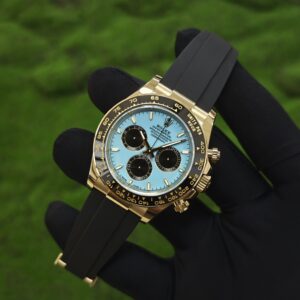 Rolex Daytona 126518 new Tiffany turquoise, custom turquoise blue painted double-layer dial, custom substitute hands and outer ring. The case buckle is polished twice and plated with 18K gold, Oysterflex strap, Dandong 4131 movement Assemble according to official assembly standards - Image 4