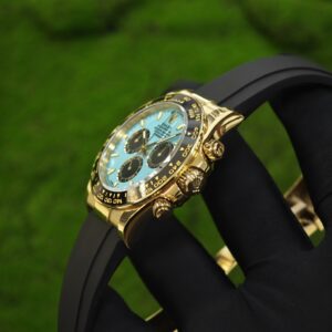 Rolex Daytona 126518 new Tiffany turquoise, custom turquoise blue painted double-layer dial, custom substitute hands and outer ring. The case buckle is polished twice and plated with 18K gold, Oysterflex strap, Dandong 4131 movement Assemble according to official assembly standards - Image 12