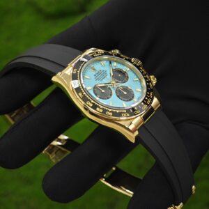 Rolex Daytona 126518 new Tiffany turquoise, custom turquoise blue painted double-layer dial, custom substitute hands and outer ring. The case buckle is polished twice and plated with 18K gold, Oysterflex strap, Dandong 4131 movement Assemble according to official assembly standards - Image 13