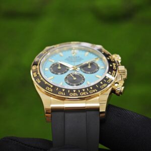 Rolex Daytona 126518 new Tiffany turquoise, custom turquoise blue painted double-layer dial, custom substitute hands and outer ring. The case buckle is polished twice and plated with 18K gold, Oysterflex strap, Dandong 4131 movement Assemble according to official assembly standards - Image 14