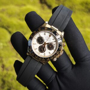 Daytona 116518 customized 1:1 best version meteorite dial, best substitute hands, CNC customized 18K pure gold case clasp, with Oysterflex strap, Dandong 4130 movement - Image 4