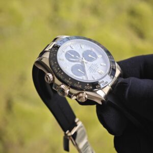 Daytona 116518 customized 1:1 best version meteorite dial, best substitute hands, CNC customized 18K pure gold case clasp, with Oysterflex strap, Dandong 4130 movement - Image 11