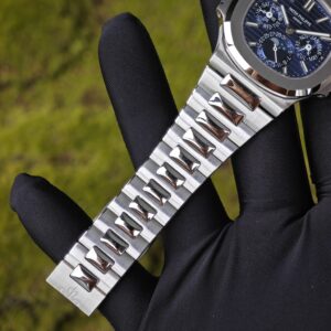 Patek Philippe Nautilus white gold 5740, 1:1 customized CNC18K pure gold case, 18K pure gold bracelet. Best substitute for disk pointer, ball top needle shaft, customized ACE240 integrated movement - Image 18