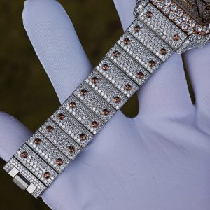 Customized rose gold color scheme all diamond Cartier Sandus watch, handmade with natural diamonds according to Swiss craftsmanship, equipped with a customized all diamond rose gold dial - Image 18