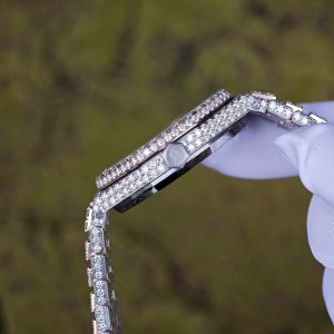 Customized rose gold color scheme with full diamond Audemars Piguet AP15400, the case and strap are handcrafted with natural diamonds using Swiss craftsmanship, a customized full diamond Middle Eastern digital dial, and the best 3120 integrated movement. - Image 18