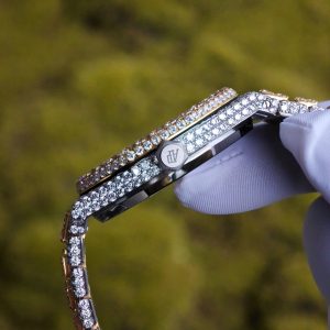 Customized all diamond Audemars Piguet AP15400, gold color scheme, case and strap handmade with natural diamonds using Swiss craftsmanship, customized all diamond dial, and the best 3120 integrated movement. - Image 15