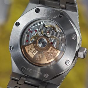 Customized all diamond Audemars Piguet AP15400, gold color scheme, case and strap handmade with natural diamonds using Swiss craftsmanship, customized all diamond dial, and the best 3120 integrated movement. - Image 19