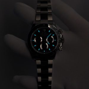 Rolex Daytona 116520 black dial with blue luminous hour markers. Equipped with five original accessories, including dial, bezel, hands, mirror, and crown. 1: 1CNC customized 904L stainless steel case and strap, Dandong 4130 integrated movement - Image 23