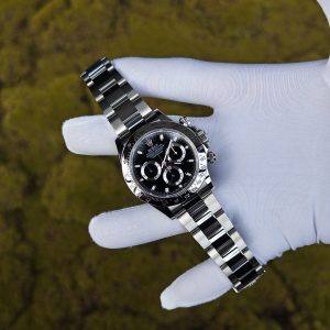 Rolex Daytona 116520 black dial with blue luminous hour markers. Equipped with five original accessories, including dial, bezel, hands, mirror, and crown. 1: 1CNC customized 904L stainless steel case and strap, Dandong 4130 integrated movement - Image 3