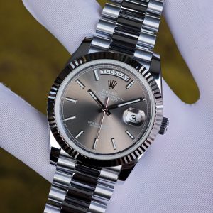 Rolex Day Date 228239 grey dial, heavy case, strap, electroplated 18K white gold craftsmanship, customized best alternative dial, hands, and date. 3255 integrated movement, assembled according to Swiss craftsmanship standards - Image 7