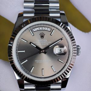 Rolex Day Date 228239 grey dial, heavy case, strap, electroplated 18K white gold craftsmanship, customized best alternative dial, hands, and date. 3255 integrated movement, assembled according to Swiss craftsmanship standards - Image 8