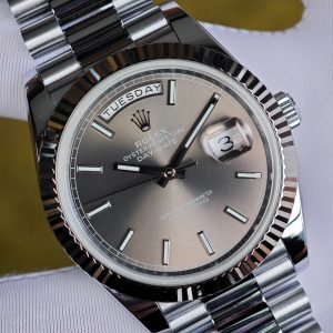Rolex Day Date 228239 grey dial, heavy case, strap, electroplated 18K white gold craftsmanship, customized best alternative dial, hands, and date. 3255 integrated movement, assembled according to Swiss craftsmanship standards - Image 9