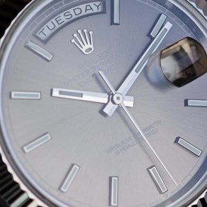 Rolex Day Date 228239 grey dial, heavy case, strap, electroplated 18K white gold craftsmanship, customized best alternative dial, hands, and date. 3255 integrated movement, assembled according to Swiss craftsmanship standards - Image 12