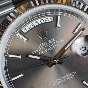 Rolex Day Date 228239 grey dial, heavy case, strap, electroplated 18K white gold craftsmanship, customized best alternative dial, hands, and date. 3255 integrated movement, assembled according to Swiss craftsmanship standards - Image 13