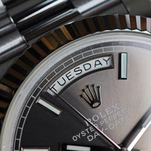 Rolex Day Date 228239 grey dial, heavy case, strap, electroplated 18K white gold craftsmanship, customized best alternative dial, hands, and date. 3255 integrated movement, assembled according to Swiss craftsmanship standards - Image 14