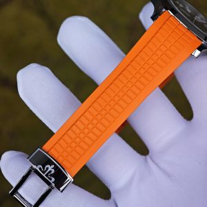The Aquanaut 5167A is customized with the best imported replacement boards, pointers, and calendars. The case details are polished twice and a natural orange rubber strap is used. PPM324 integrated movement - Image 14