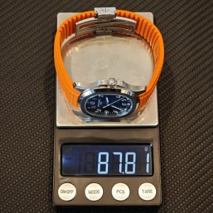 The Aquanaut 5167A is customized with the best imported replacement boards, pointers, and calendars. The case details are polished twice and a natural orange rubber strap is used. PPM324 integrated movement - Image 19
