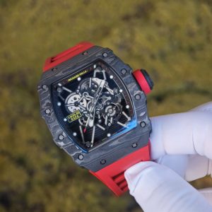 Richard Mille RM35-01 Red, original Parmigiani movement modified, custom imported carbon fiber case, paired with red imported natural rubber strap, 1:1 custom black plated titanium buckle - Image 6