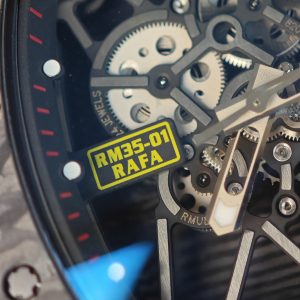 Richard Mille RM35-01 Red, original Parmigiani movement modified, custom imported carbon fiber case, paired with red imported natural rubber strap, 1:1 custom black plated titanium buckle - Image 16