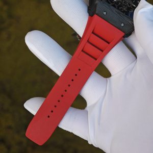 Richard Mille RM35-01 Red, original Parmigiani movement modified, custom imported carbon fiber case, paired with red imported natural rubber strap, 1:1 custom black plated titanium buckle - Image 20
