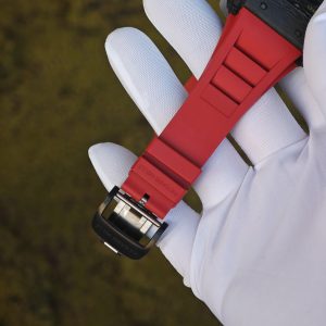Richard Mille RM35-01 Red, original Parmigiani movement modified, custom imported carbon fiber case, paired with red imported natural rubber strap, 1:1 custom black plated titanium buckle - Image 21