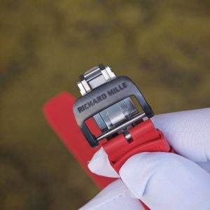 Richard Mille RM35-01 Red, original Parmigiani movement modified, custom imported carbon fiber case, paired with red imported natural rubber strap, 1:1 custom black plated titanium buckle - Image 22