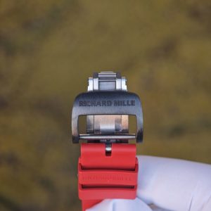 Richard Mille RM35-01 Red, original Parmigiani movement modified, custom imported carbon fiber case, paired with red imported natural rubber strap, 1:1 custom black plated titanium buckle - Image 24