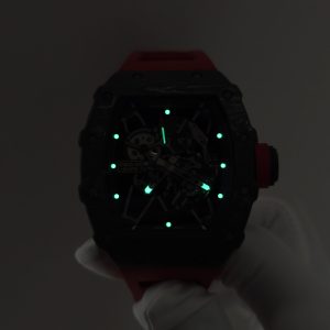 Richard Mille RM35-01 Red, original Parmigiani movement modified, custom imported carbon fiber case, paired with red imported natural rubber strap, 1:1 custom black plated titanium buckle - Image 25