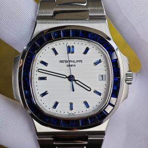 (Advanced Customization) Patek Philippe 5711/111P, original data 1:1 customized case and strap, hand inlaid sapphire outer ring, customized best white dial, hands, calendar, Dandong 324 integrated movement - Image 8