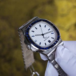 (Advanced Customization) Patek Philippe 5711/111P, original data 1:1 customized case and strap, hand inlaid sapphire outer ring, customized best white dial, hands, calendar, Dandong 324 integrated movement - Image 11